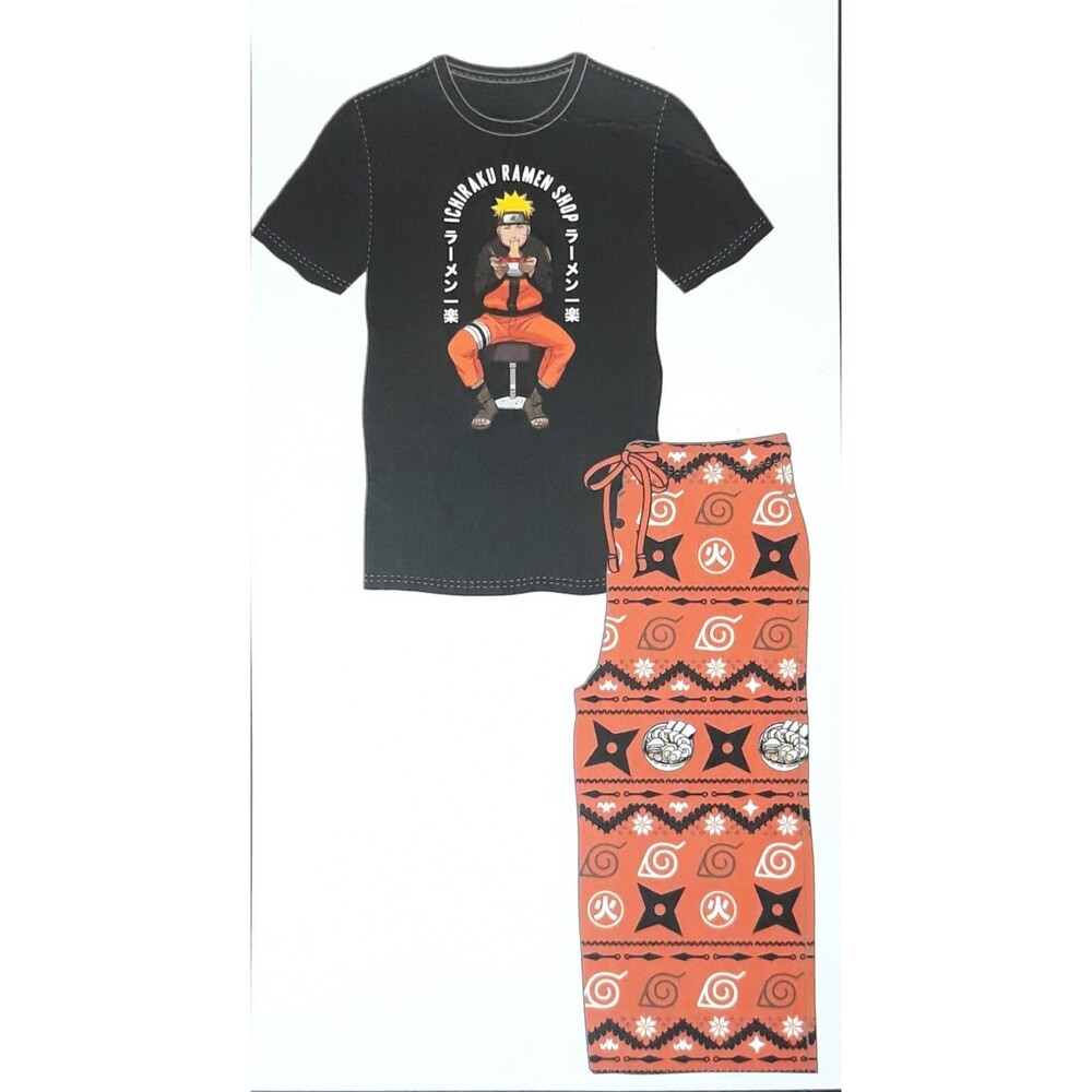 NARUTO SHIPPUDEN COLLECTION MEN'S 2 PIECE SLEEP TEE & PANT SET (SIZE S) - NEW!!!